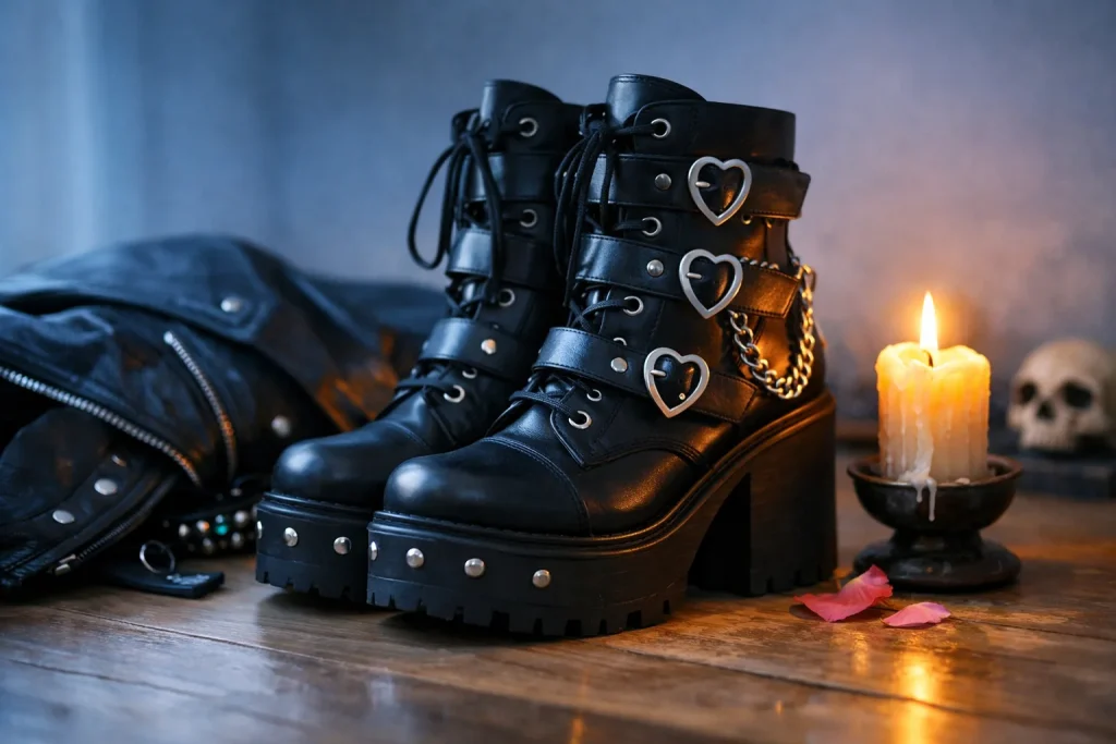 Le cuir noir et l&rsquo;audace du cœur : explorer les chaussures gothiques pour un style rebelle et élégant