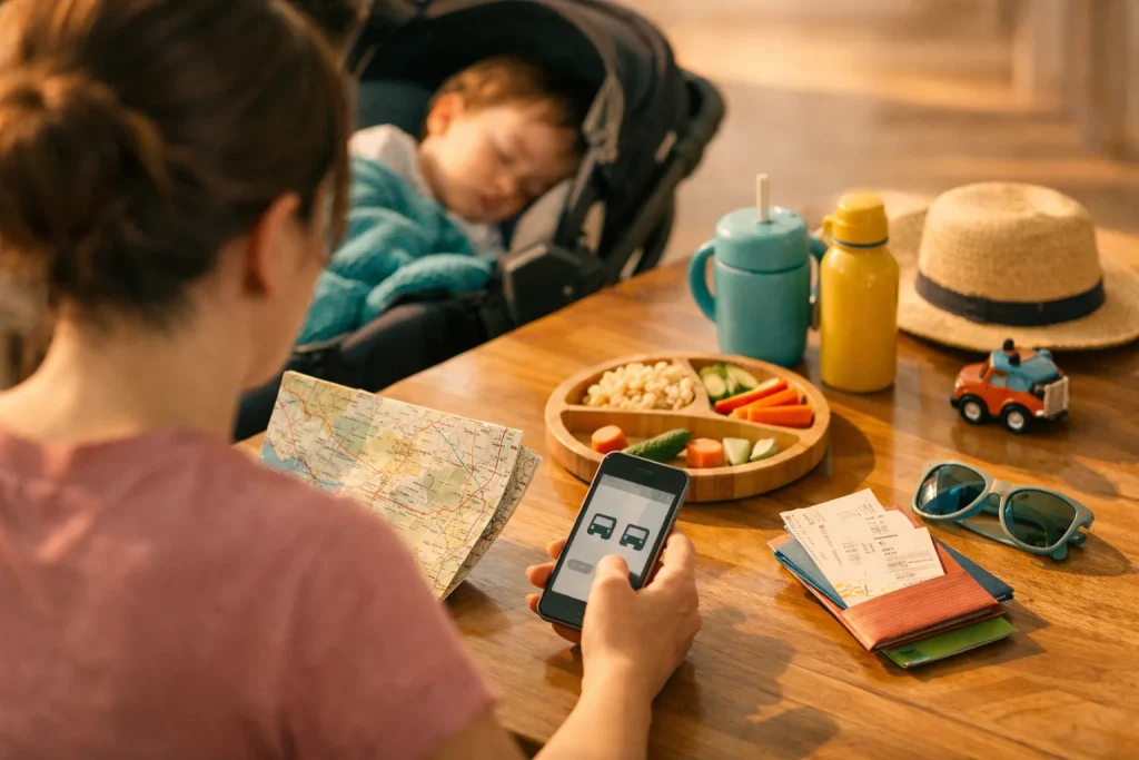 Voyager en tribu : siestes – restos faciles et transports