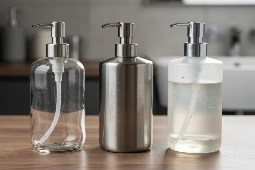 Verre, inox ou plastique : comparatif des matériaux de distributeurs de savon en 2026