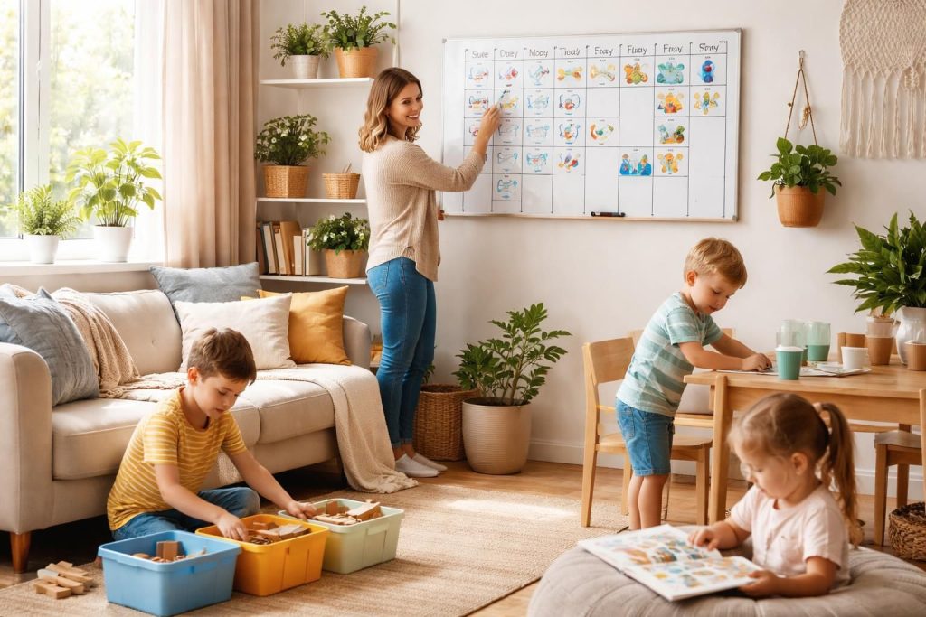 Conseils de mamans pour gérer trois enfants avec organisation, routine et bienveillance