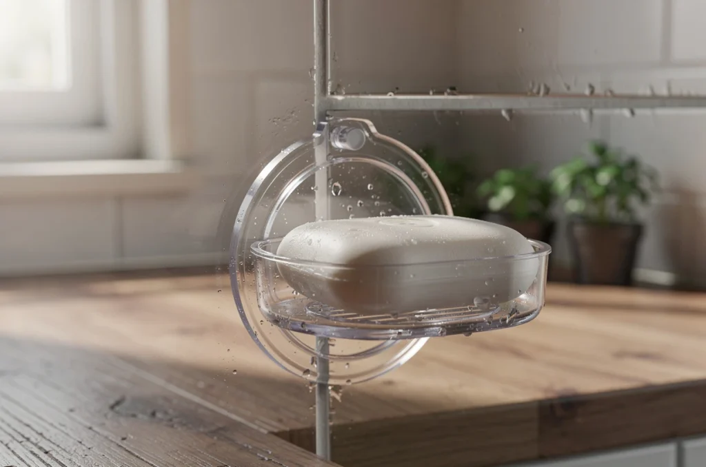 Porte-savon ventouse dans une cuisine : pratique ou pas ?